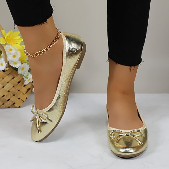 Women's Cushioned Insole Classic Bow Tie Ballerina Flat - Picture 3 of 10